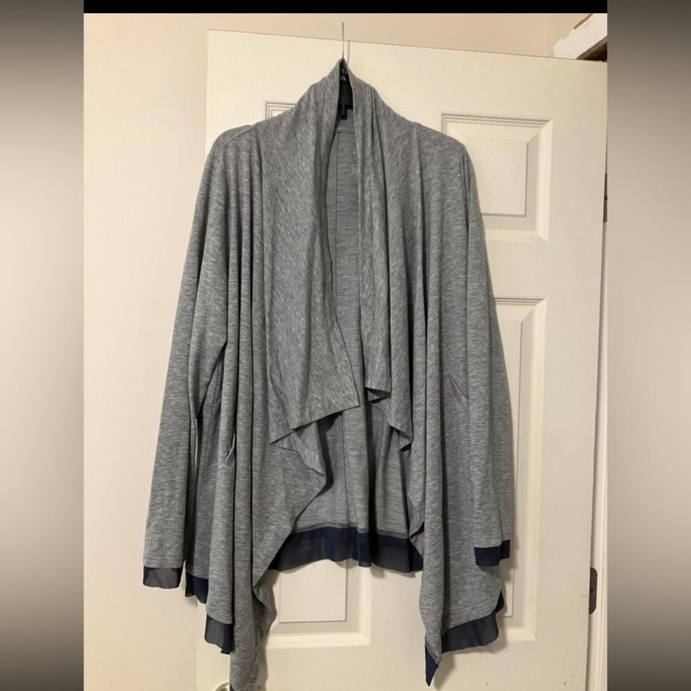 Lane Bryant Livi Active Gray Open Front Cardigan Sweater, Size 14/16